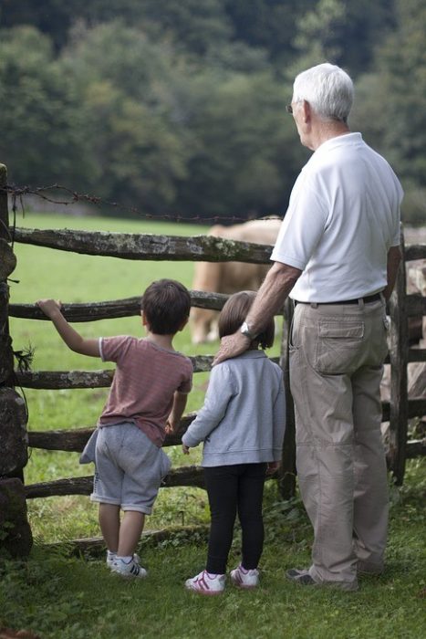 grandfather and grandchildren